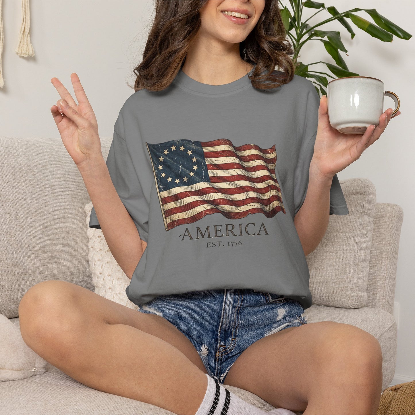 Founders Flag Comfort Colors Tank | America 250 Patriotic Tee