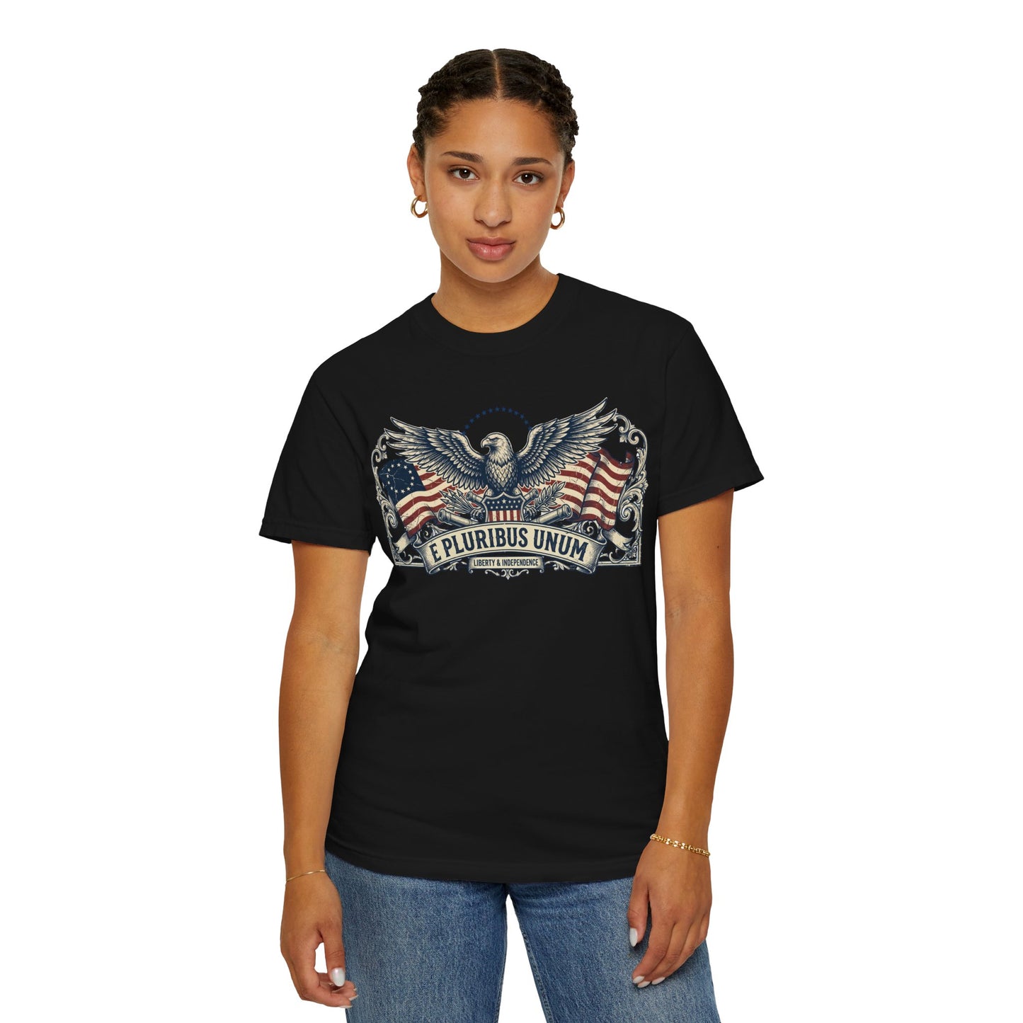 E Pluribus Unum Flag Red White Blue Tee | Comfort Colors Shirt