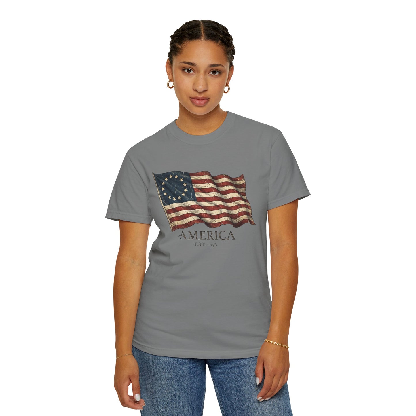 Founders Flag Comfort Colors Tank | America 250 Patriotic Tee