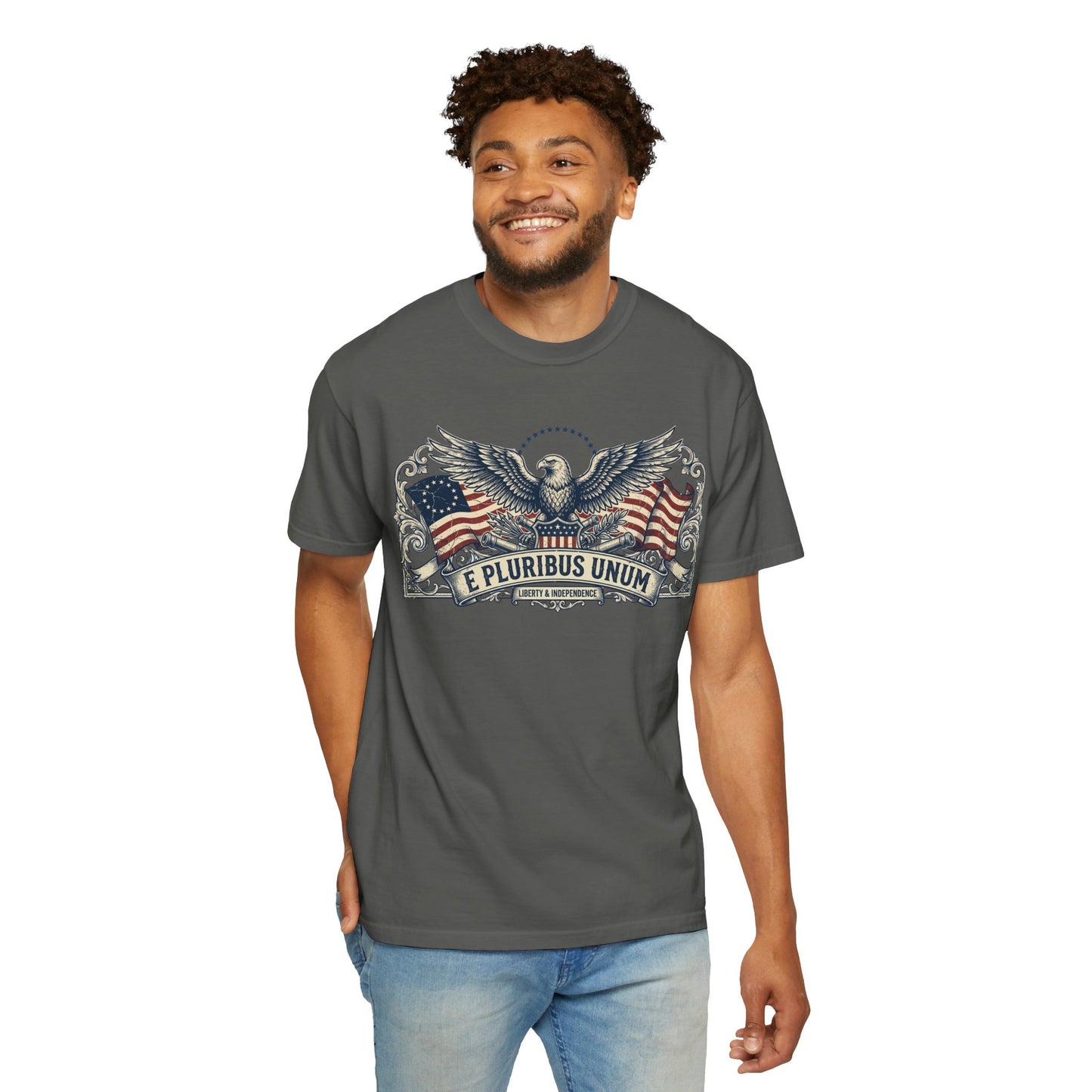 E Pluribus Unum Flag Red White Blue Tee | Comfort Colors Shirt