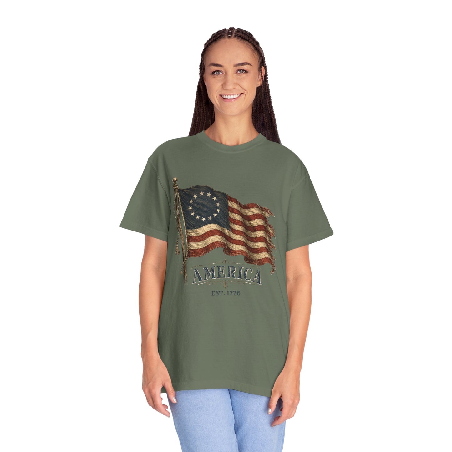 Distressed Founders Flag Tee | Comfort Colors Shirt