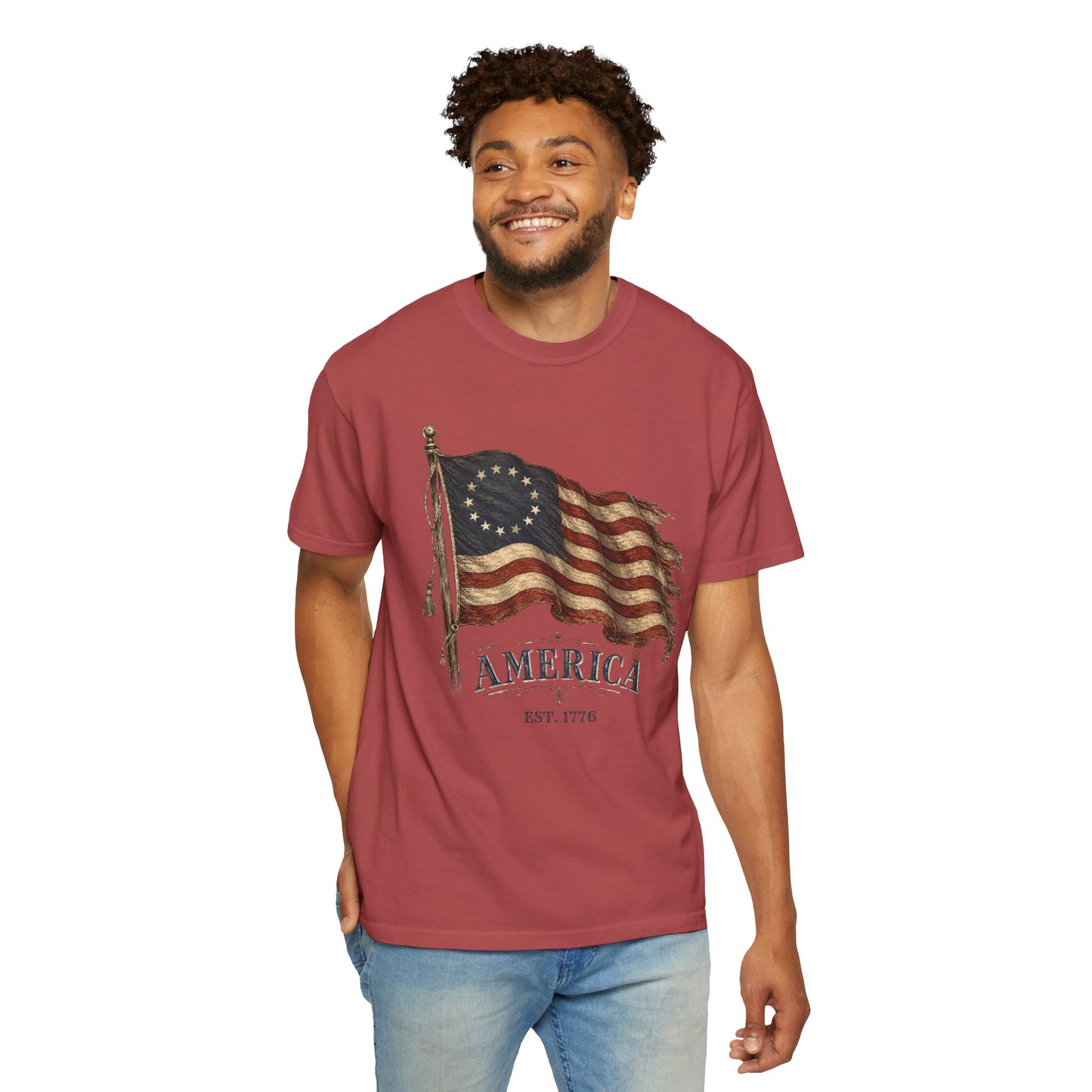 Distressed Founders Flag Tee | Comfort Colors Shirt