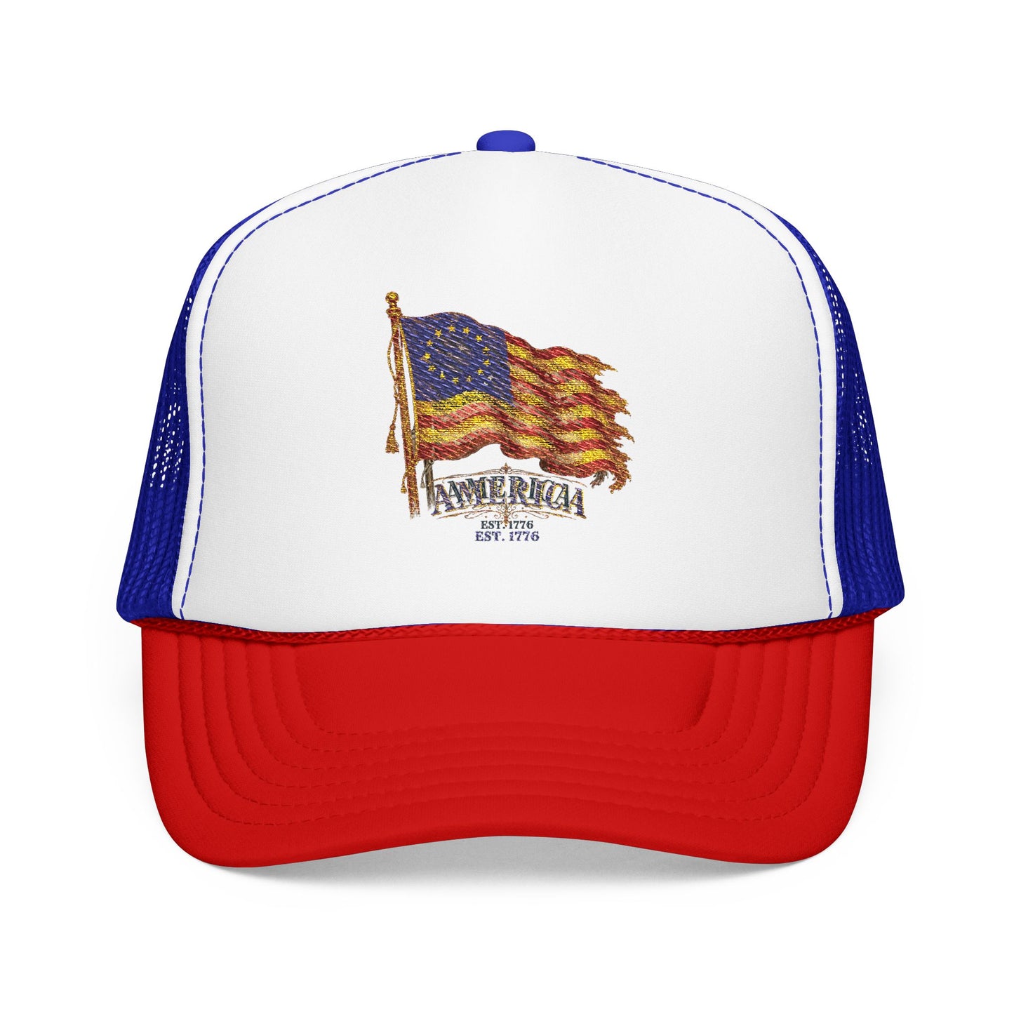 Distressed Founders Flag Foam Trucker Hat | America 250 OTTO Cap