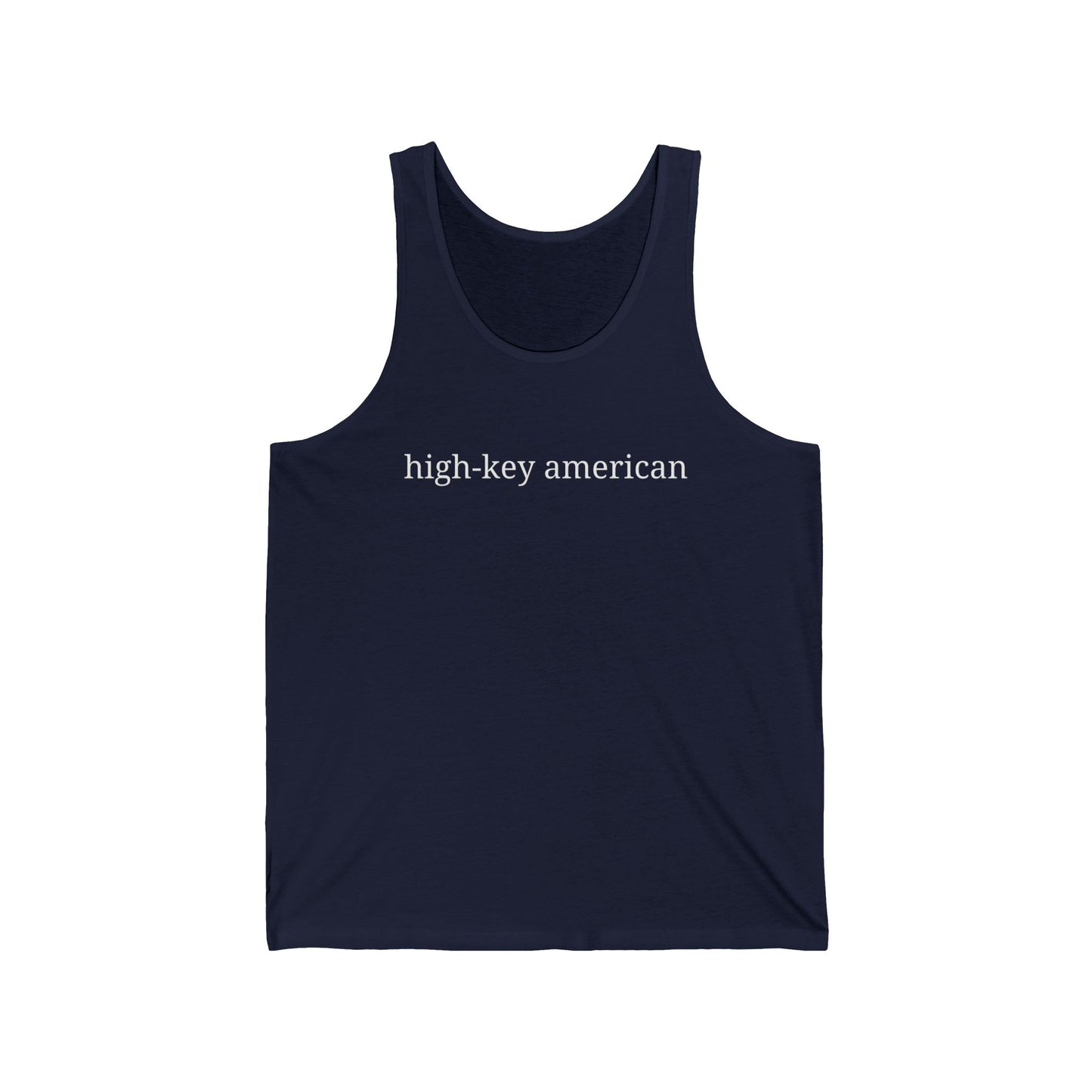 High-Key American Typography Minimalist Tank Top | Unisex Bella+Canvas
