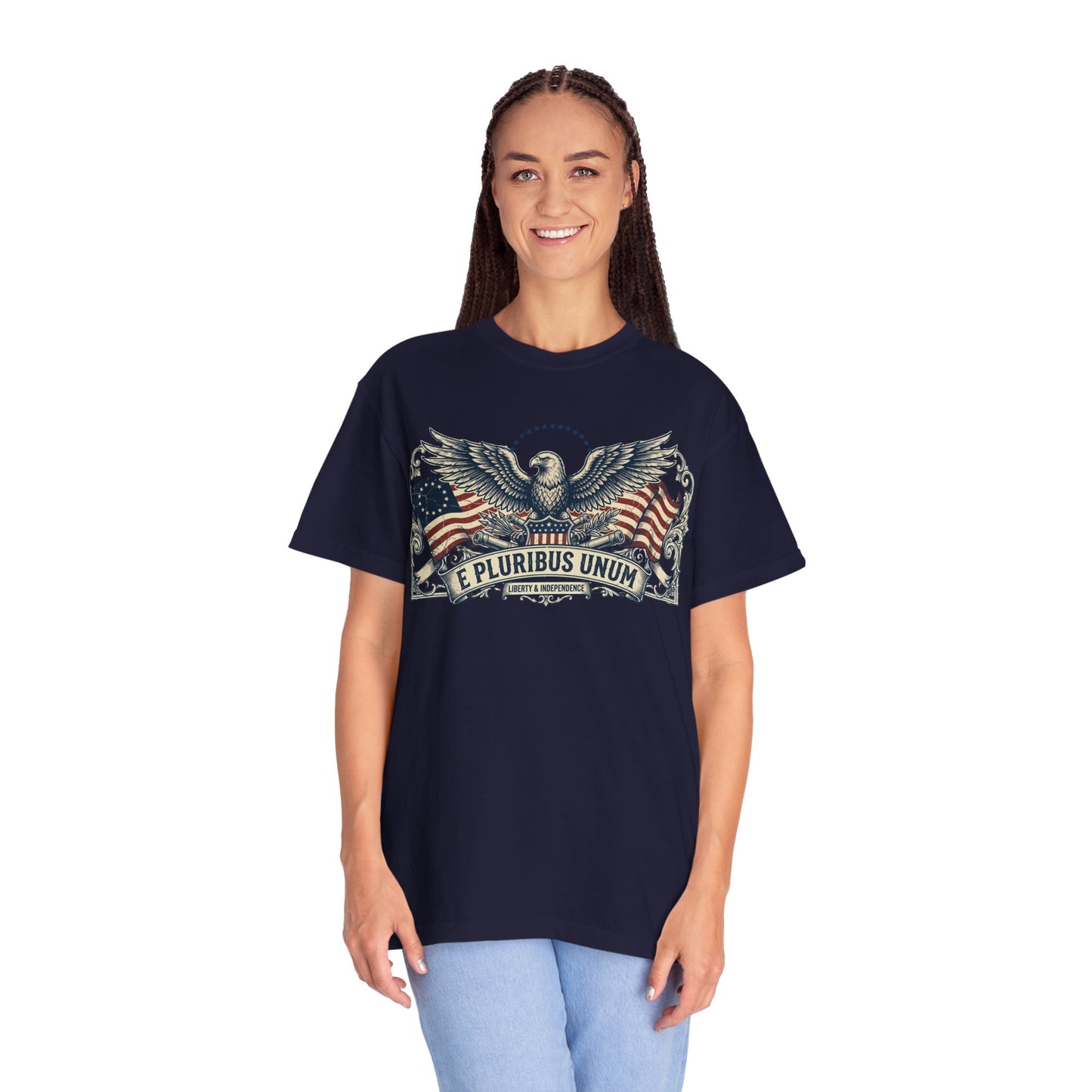 E Pluribus Unum Flag Red White Blue Tee | Comfort Colors Shirt