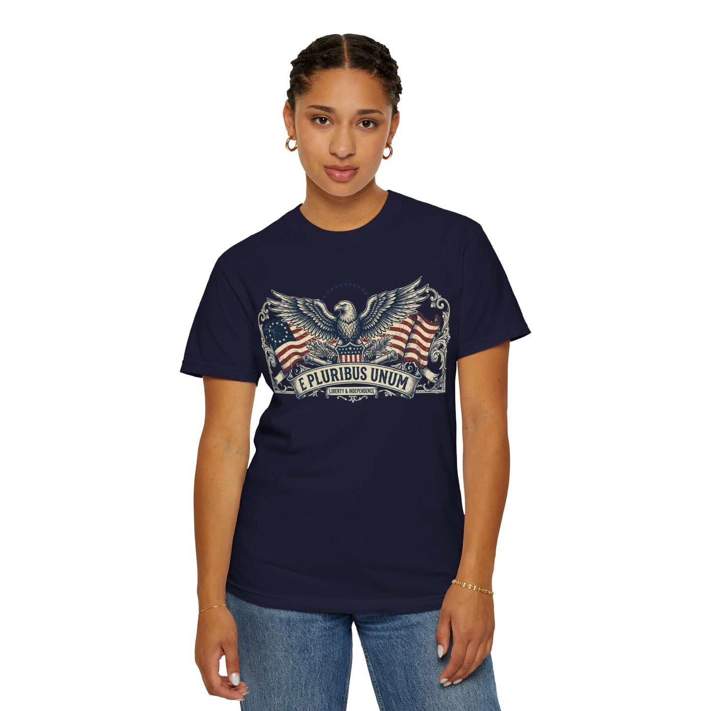 E Pluribus Unum Flag Red White Blue Tee | Comfort Colors Shirt
