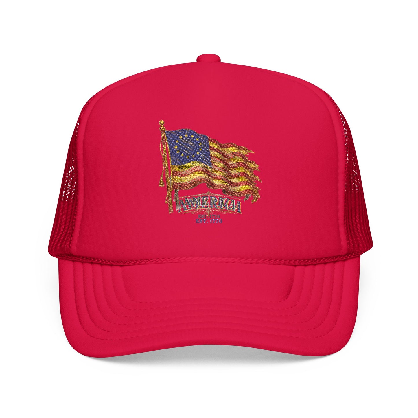 Distressed Founders Flag Foam Trucker Hat | America 250 OTTO Cap
