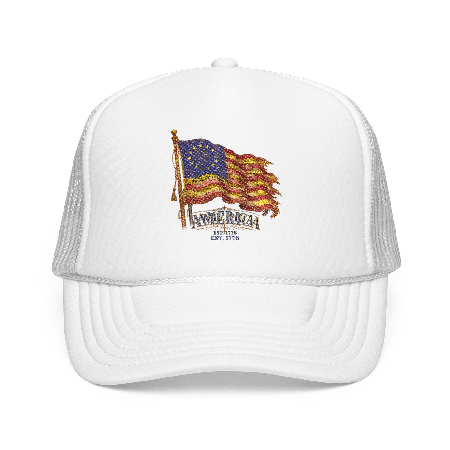 Distressed Founders Flag Foam Trucker Hat | America 250 OTTO Cap