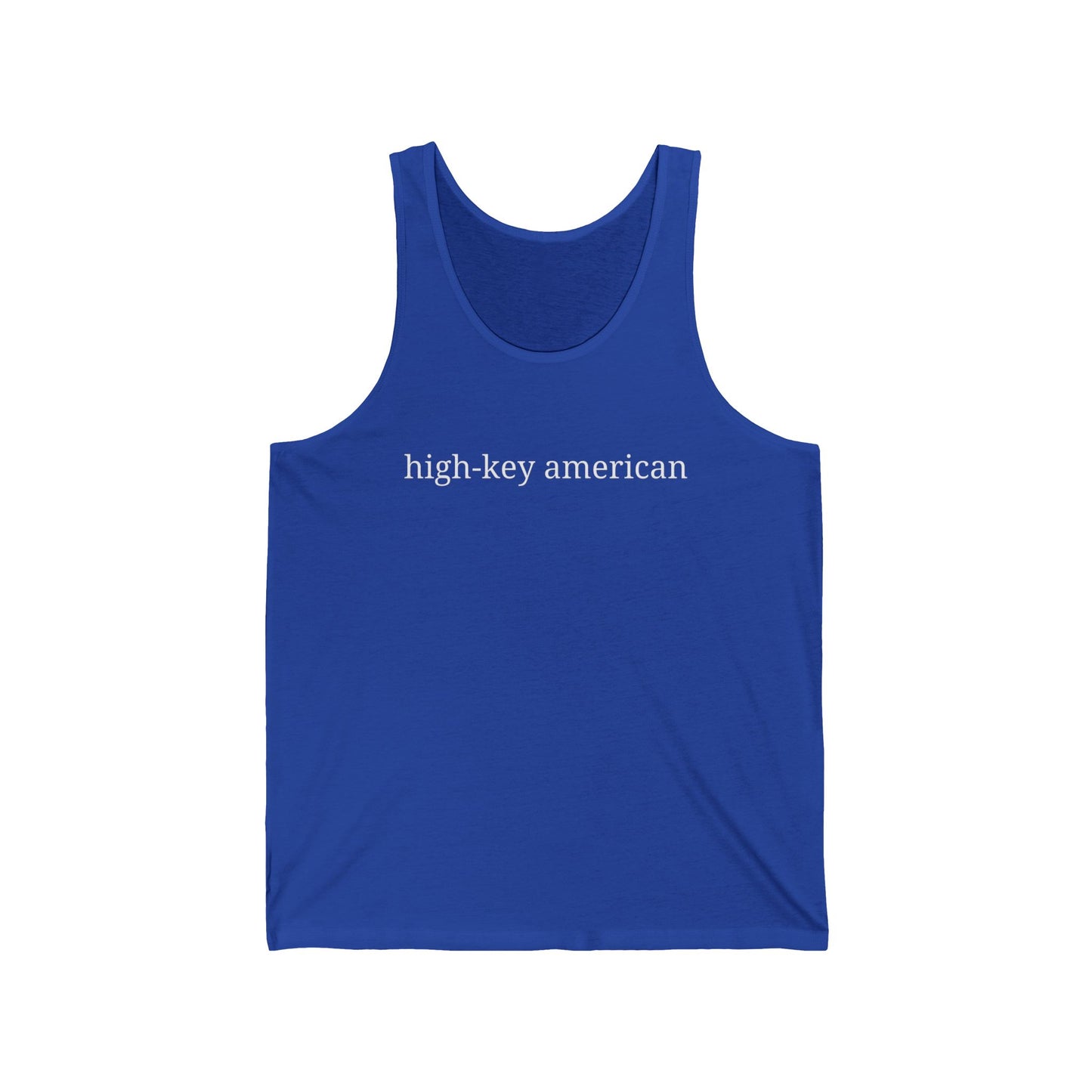 High-Key American Typography Minimalist Tank Top | Unisex Bella+Canvas