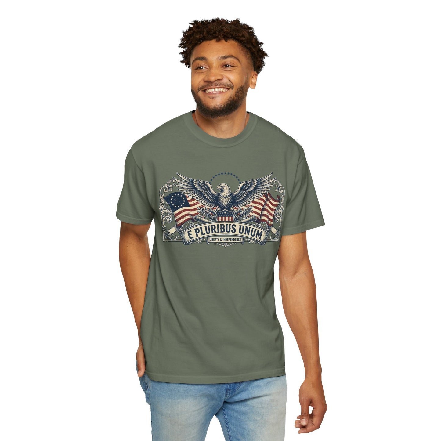 E Pluribus Unum Flag Red White Blue Tee | Comfort Colors Shirt