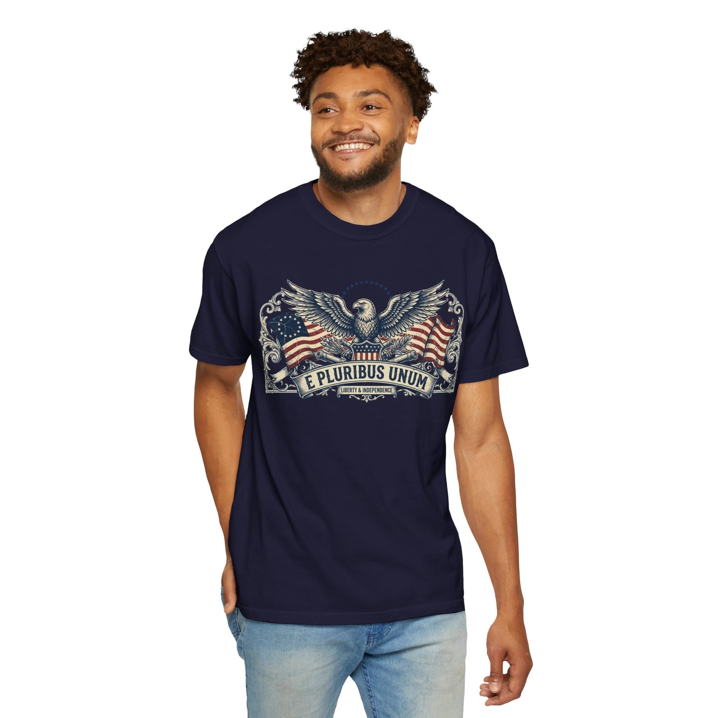 E Pluribus Unum Flag Red White Blue Tee | Comfort Colors Shirt